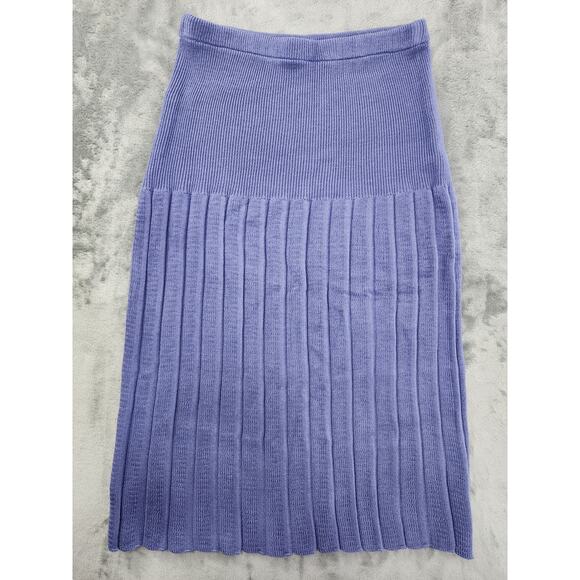 Vintage 80s College Point Pointelle Knit Sweater Pleated Skirt Set Size M Purple - Picture 5 of 10